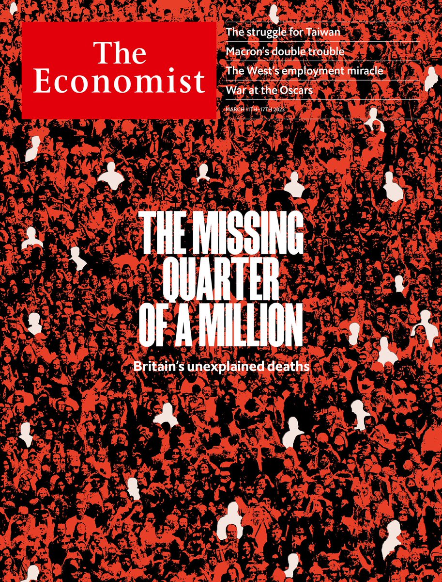 James Fransham (@jamesfransham) on Twitter photo This week’s <a href="/TheEconomist/">The Economist</a> cover is a piece from <a href="/GeorgiaBanjo/">Georgia Banjo</a> and me on Britain’s “missing quarter of a million”. Not covid. But a decade of deaths. Read our editorial leader on what Britain can do to improve its flagging life expectancy. (a 🧵 1/8)
econ.st/3ypqG3P This week’s <a href="/TheEconomist/">The Economist</a> cover is a piece from <a href="/GeorgiaBanjo/">Georgia Banjo</a> and me on Britain’s “missing quarter of a million”. Not covid. But a decade of deaths. Read our editorial leader on what Britain can do to improve its flagging life expectancy. (a 🧵 1/8)
econ.st/3ypqG3P