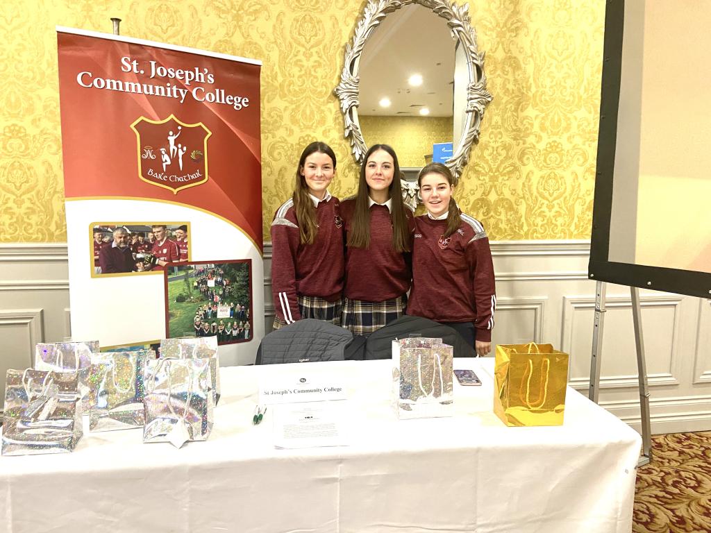Congratulations to 3 of our TY students, Abby, Nicole and Saoirse Anne for coming third, in the senior category, at the Student Enterpruse Awards today in Ballina, with their company "Tasty Treats". We are very proud of the girls! Well done.
