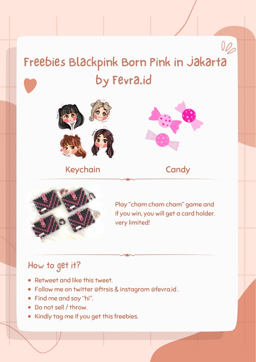 ftrsis's tweet photo. ✨ Freebies Blackpink World Tour [Born Pink] in Jakarta✨

🗓️ Sat, 11/03/23 &amp; Sun, 12/03/23

Hai Blink, jangan lupa like &amp; retweet ya 💖
Untuk tempat akan diumumkan saat hari H, jangan sampai ketinggalan. See you blink! 😊🫶🏻

#BLACKPINKjakarta #BORNPINKinJAKARTA #BORNPINKinJKT https://t.co/1if9romwDi