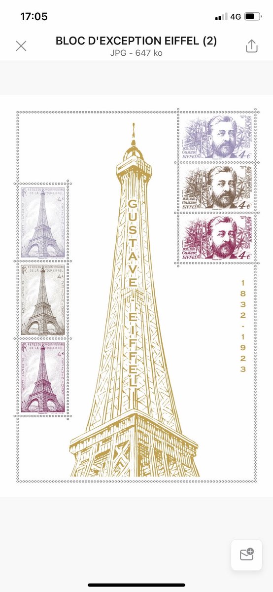 The EIFFEL POWER ! À l’occasion du centenaire de la disparition de Gustave Eiffel, #laposte émet le 27 mars un bloc de #timbres sublimé par une dorure à chaud ⁦<a href="/toutsurletimbre/">ToutSurLeTimbre</a>⁩