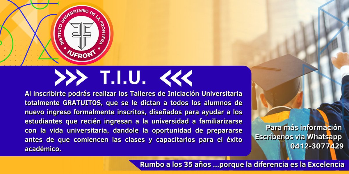 Iufrontoficial's tweet photo. ¿Conoces que es T.I.U.?
Recuerda que en nuestra página web https://t.co/eo83Wi4sRe ahí encontraras el link de acceso para que te inscribas
!SIN SALIR DE TU CASA!
📧Escríbenos a: inscripcionsc@iufront.net.
📲O vía whatsapp al número
0412 - 307.74.29
#marzo #iufront https://t.co/6zlv6yAa23