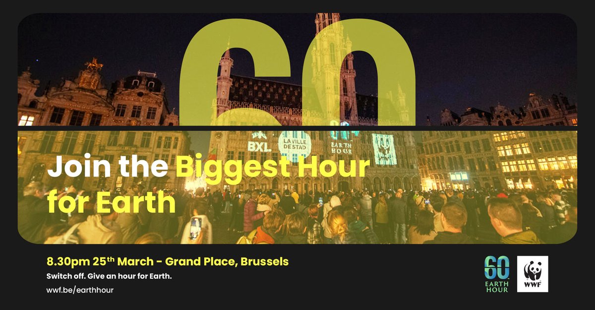 🌍⏰25/3 om 20u30 is het #EarthHour! We hebben met @StadBrussel grote plannen op de Grote Markt 🌼Verdien bloemzaden waarmee je 🦋en🐝helpt! 🎻Geniet van een akoestisch concert van Quarteto Quíron Kom jij naar het #BiggestHourForEarth? facebook.com/events/5718218… #MyHourForEarth