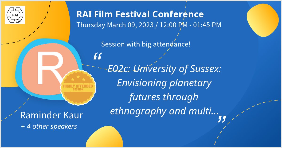 Gave a talk at RAI Film Festival Conference on E02c: University of Sussex: Envisioning planetary futures through ethnography and multiple media. Thanks for the great turnout! #raiff23 - via #Whova event app