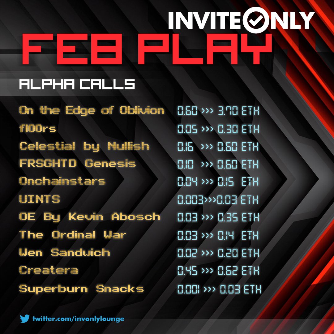 Invite Only Lounge (IOL) (@invonlylounge) on Twitter photo // It's the time of the month again!
Here are some of our cooks for the month!๐
Limited spots left - Like, retweet, and follow for a chance to snag an invite. ๐ 
#inviteonlylounge #NFT #NFTCommunity #NFTsales #NFTs // It's the time of the month again!
Here are some of our cooks for the month!๐
Limited spots left - Like, retweet, and follow for a chance to snag an invite. ๐ 
#inviteonlylounge #NFT #NFTCommunity #NFTsales #NFTs