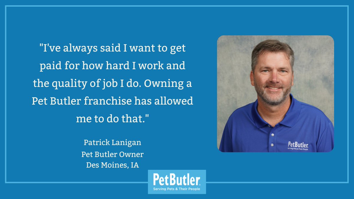 pbfranchises's tweet photo. Once Pat discovered that the pet industry has a lot of opportunity and growth potential, his decision to invest in Pet Butler became a no-brainer. Read more about Pat's journey: https://t.co/H9tyzaeozs #PBBusiness #PetCare #PetIndustry #PetSitting #PetShuttle https://t.co/IrPPCIf9qM