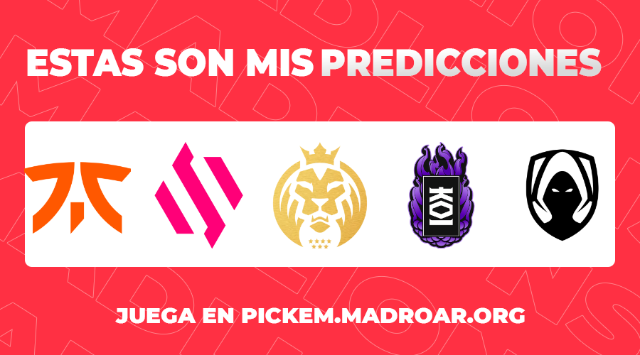 Estas son mis predicciones de @MADRoarES en la #LEC. ¡Entra y haz tus predicciones! pickem.madroar.org