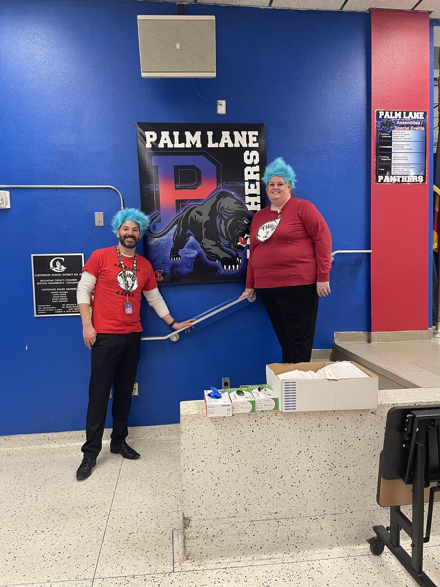 Dr. Teri Schroeder (@teri_schroeder) on Twitter photo Dress as a Dr. Seuss character day <a href="/PalmLanePride/">PalmLanePanthersAZ</a> Thing 1 and Thing 2. Better known as Mr. Nigh and Dr. Schroeder #BeTheGameChanger #oneteamunafamilia Dress as a Dr. Seuss character day <a href="/PalmLanePride/">PalmLanePanthersAZ</a> Thing 1 and Thing 2. Better known as Mr. Nigh and Dr. Schroeder #BeTheGameChanger #oneteamunafamilia