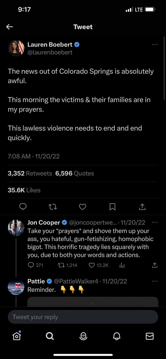 Mattotis315's tweet photo. @laurenboebert The fact that you have the nerve to continue to make statements like this one and then post this statement when the club q shooting happened truly shows the person you are. You are a disgusting human being. Do us a favor and leave Colorado you piece of shit. https://t.co/rUdZFNegb2
