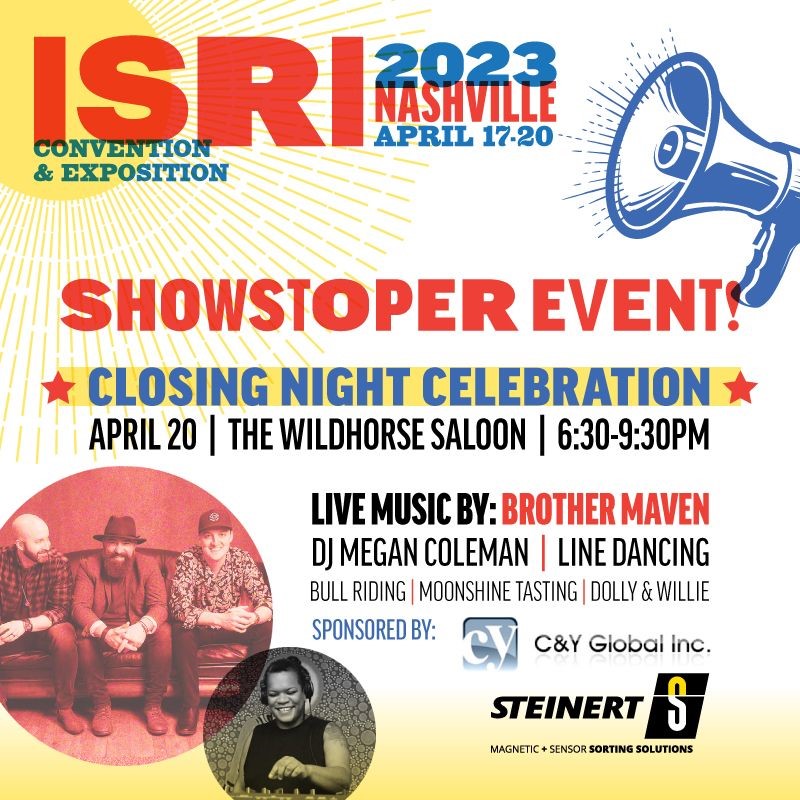 isri2023.org. #Recyclers you deserve this. After 4 days of #education and learning, #networking, it's time to let loose. #workhardplayhard #inpersonevents #musiccity #nashville #nashvilletn #moonshine #bullriding. Thanks to our sponsors STEINERT US and CY GLOBAL