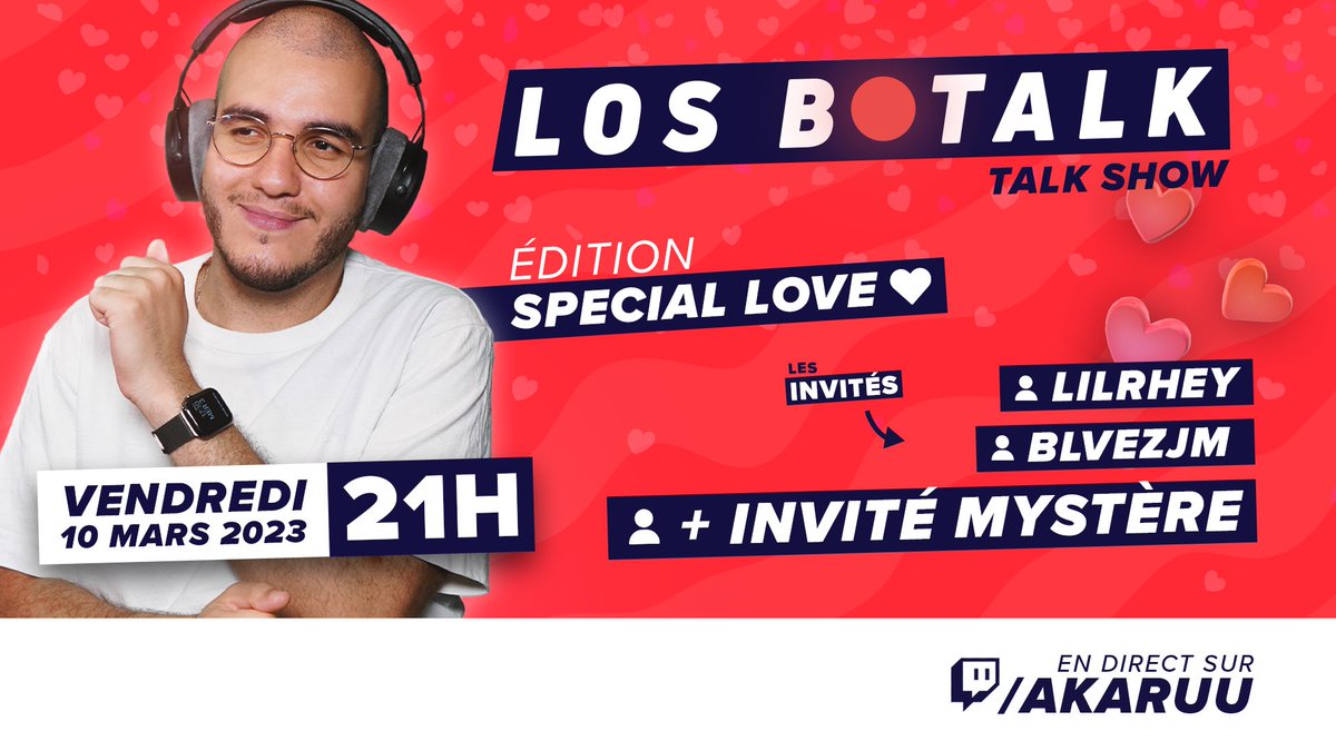 LosBotalk's tweet photo. Nouveau numéro de #LosBotalk🔴 Spécial LOVE ! 💓💓

Avec @blvezjm, @lilrheyy &amp; un invité surprise 😮 

📺 À suivre sur https://t.co/dKrFkj3uYT vers 21H demain ! https://t.co/yXtctsD8vS
