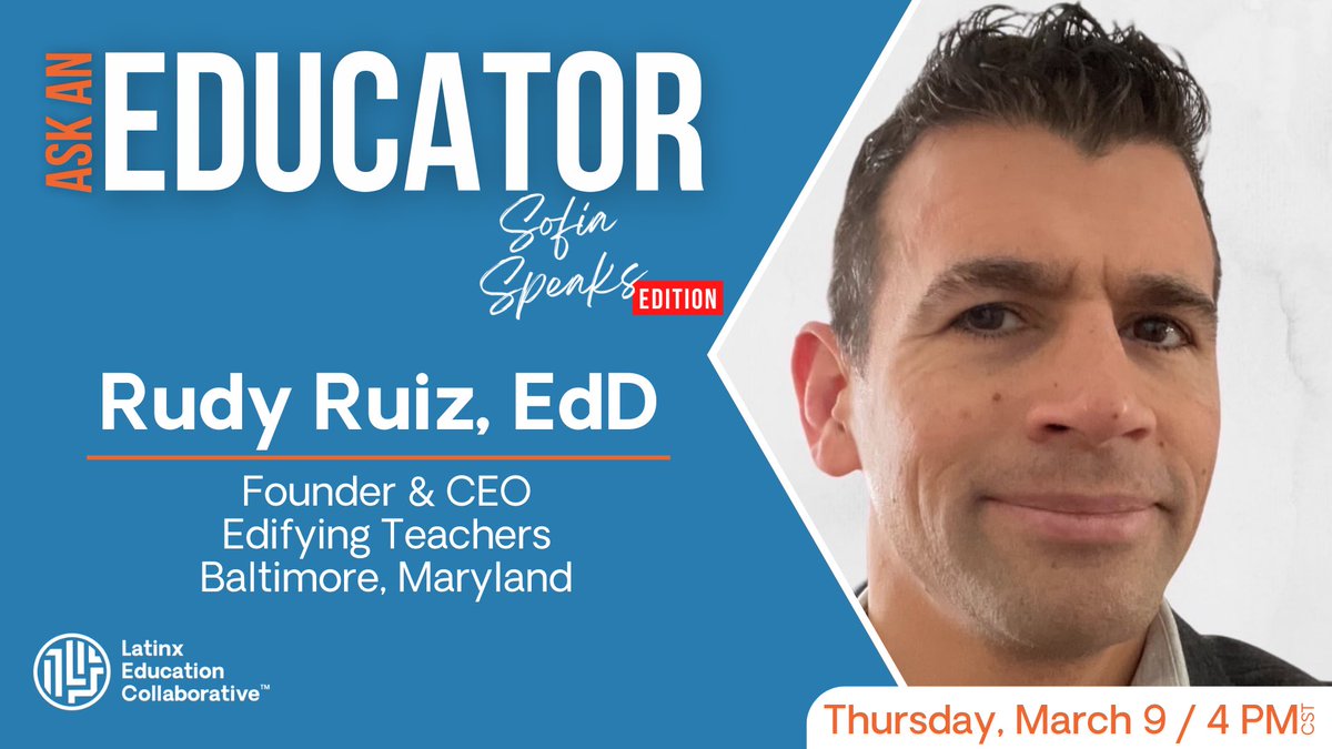 Join me & @MrsG_P214 live this afternoon as part of the “Ask an Educator” series from @LatinxEdCo - we’ll be discussing my work @EdifyTeachers, @FourPoint_Ed, @JHUeducation & more @ 4pm CT/5pm ET! YouTube link below (also on LinkedIn & other platforms) 👇🏽

youtube.com/live/oZViBZ6IL…