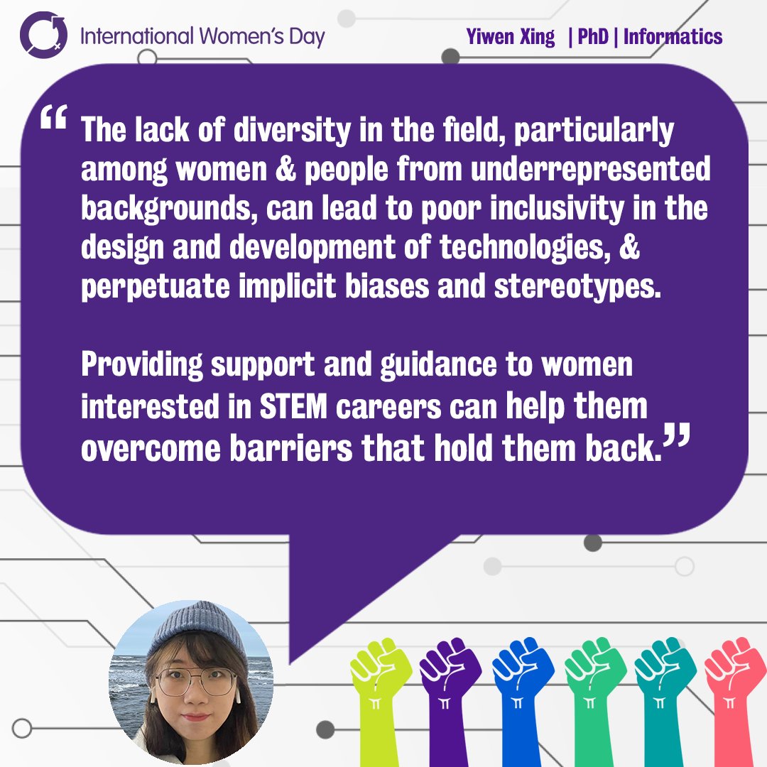 PhD student Yiwen Xing, working in data visualisation &amp; data science, shares her thoughts on how to make digital and tech more #GenderEqual 

💜We've been marking <a href="/UN_Women/">UN Women</a>'s #IWD23 campaign #PowerOn - Innovation &amp; technology for #GenderEquality - check our feed for more posts