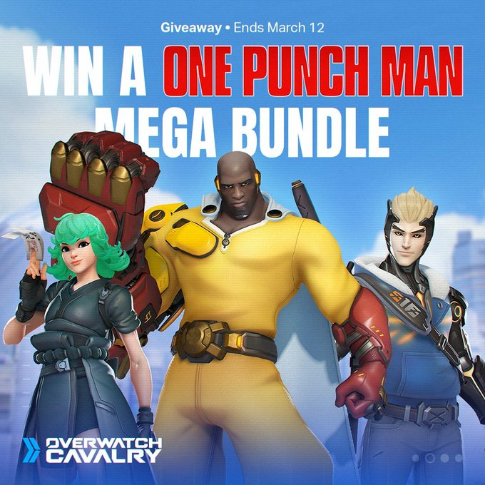 baronxd_'s tweet photo. 👊 ONE PUNCH MAN GIVEAWAY 👊

Win an #Overwatch2 x #OnePunchMan Mega Bundle featuring Saitama Doomfist, Genos Genji and Terrible Tornado Kiriko! ✨

How To Enter:
👥 Follow 
@baronxd_ 

🔁 Retweet + Like this post
💬 Reply with your favorite OPM character

📌 Ends March 12th https://t.co/nSJEmff9su