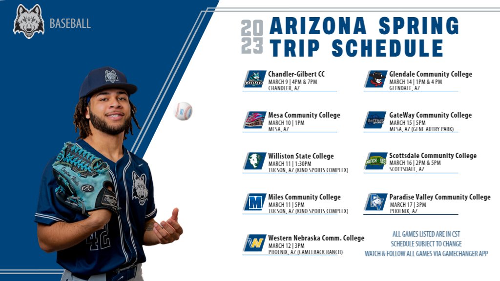 mcpackbaseball's tweet photo. BASEBALL SEASON IS HERE! ⚾️⚾️
#2-ranked Madison College begins it's 12-game, nine-day Arizona Spring Trip with a doubleheader against Chandler-Gilbert CC! 🐺
⚾️ Watch &amp; follow via the GameChanger app
⚾ Gm 1 @ 4pm CT 
⚾️ Gm 2 @ 7pm CT 
⚾️ CGCC video: https://t.co/YGw9wz3ojR https://t.co/GSbEhm2Hko