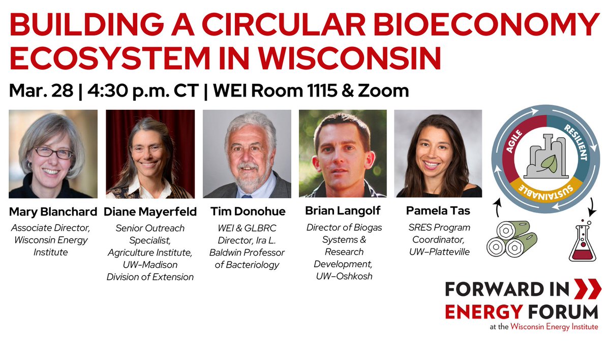 UWEnergy's tweet photo. TOMORROW! With emerging opportunities in #renewable natural gas, #sustainable aviation fuels, and biobased chemicals, discover how we can get our #bioeconomy booming in WI at our next #ForwardInEnergy Forum. Join us! https://t.co/A52mDeRQnp
@WIAgContent @UWMadisonCALS https://t.co/UkxCQ91jb1