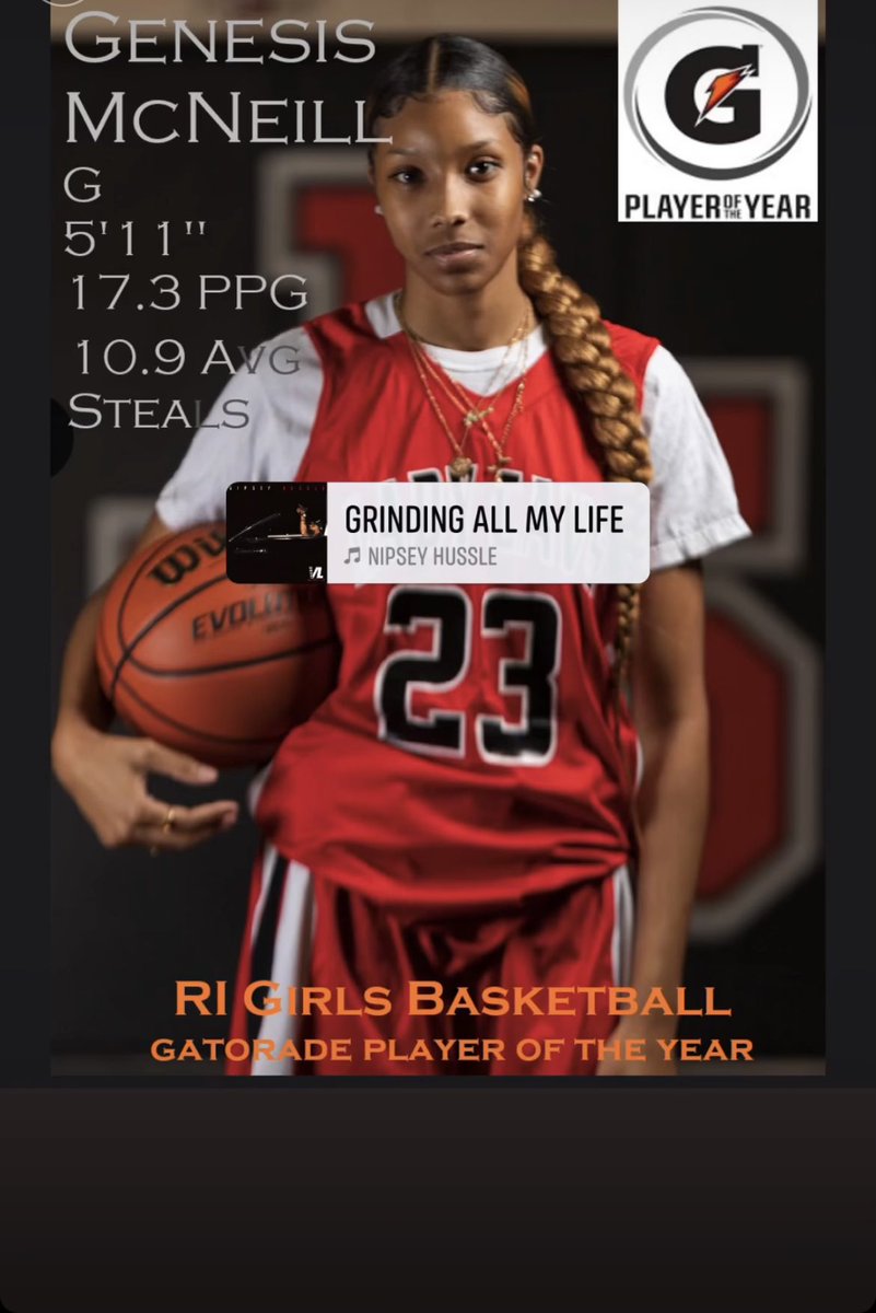 Congratulations to Genesis McNeill on her selection as the RI Gatorade Player of the Year award.