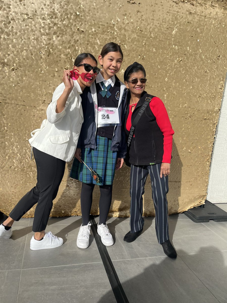 It’s Spelling Bee time! Malia from Good Shepherd is here with her mom and grandmother #SDBee