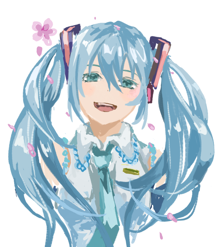 hatsune miku 1girl solo twintails long hair necktie open mouth upper body  illustration images