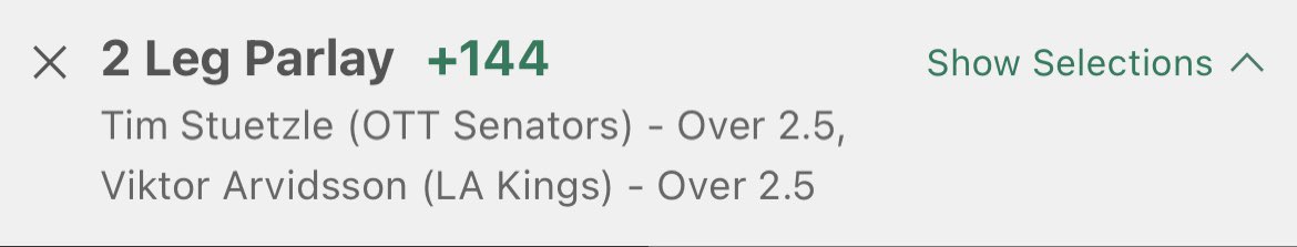 LocksOnlyMMA's tweet image. Stuetzle 2.5 SOG/Arvidsson 2.5 SOG🚨  #BonusParlay for the night! #LocksOnly