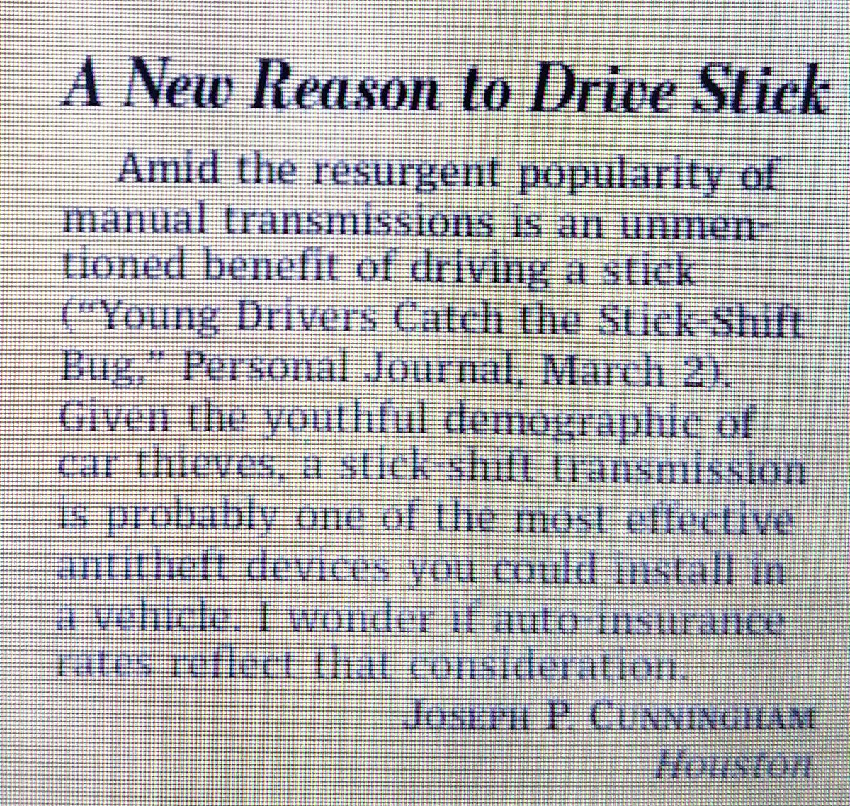 caleb_soptelean's tweet image. Drive a manual transmission as an anti-theft device? All of my cars have been stick: Honda, Mazda, Toyota and VW.