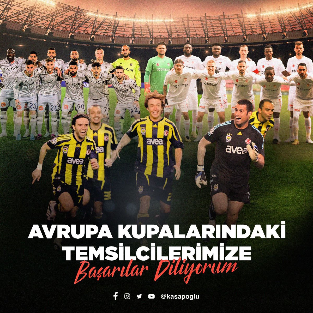 Avrupa kupalarındaki temsilcilerimize başarılar diliyorum. #OmuzOmuza 

<a href="/ibfk2014/">RAMS Başakşehir</a> 🇹🇷 <a href="/Fenerbahce/">Fenerbahçe SK</a> 🇹🇷 <a href="/Sivasspor/">Sivasspor</a>