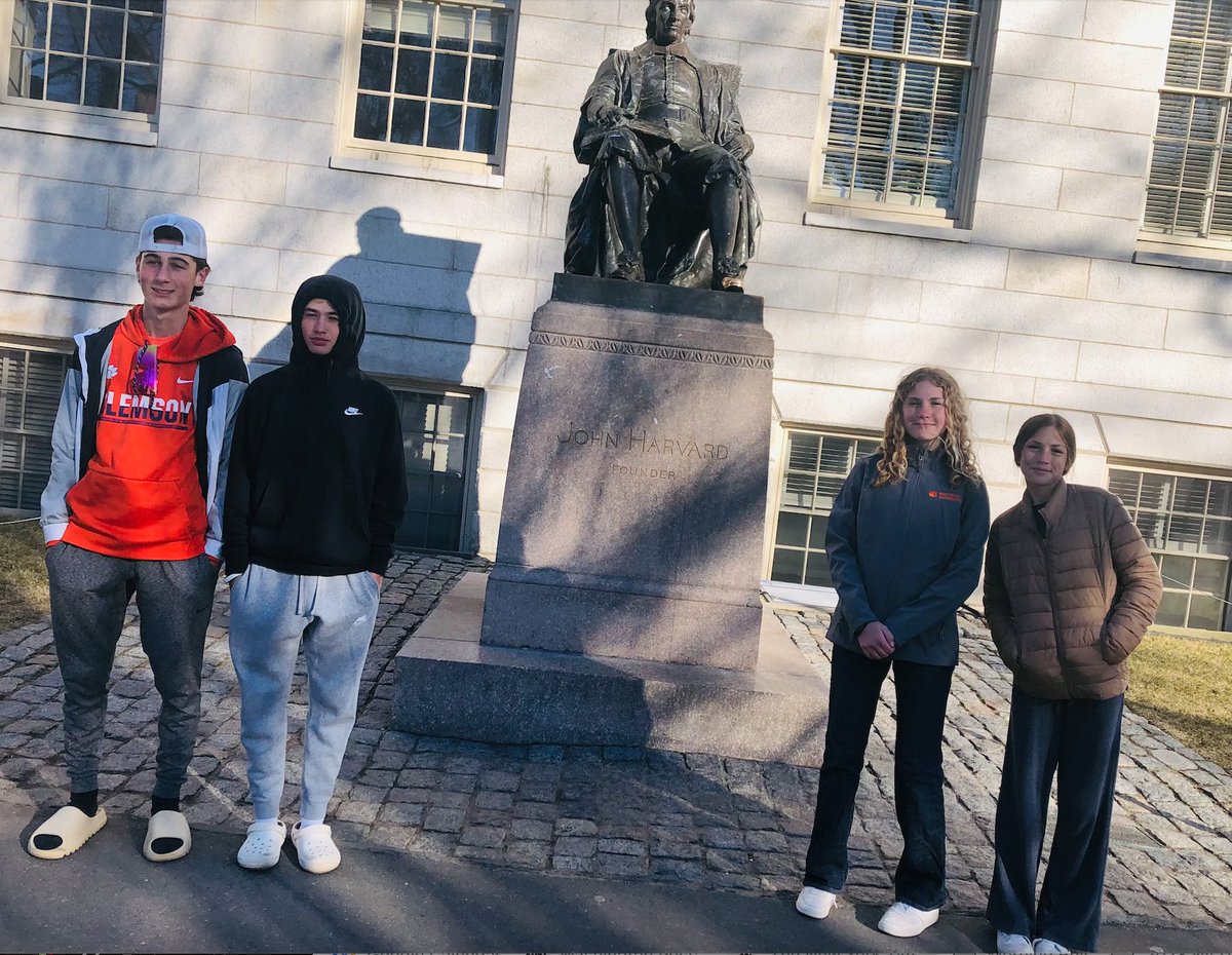 Immensely proud of these runners representing <a href="/DWDTrack/">D.W. Daniel Track and Field</a> <a href="/DWDanielHigh/">Daniel High School</a> at the #NewBalanceIndoorNationals today in Boston: L-R Bryce Emerson (9th grade), Sam Proffitt (8th), Ashby Williams (10th), Lizah Williams (8th). (John Harvard pictured but didn't qualify for nationals)