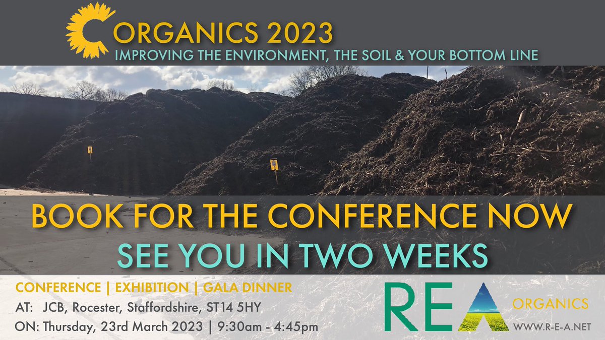 Two weeks to go to our Organics conference. Don’t miss out, book your place now! Looking forward to chatting all things #organicsrecycling with lots of people. r-e-a.net/events/organic… <a href="/REAssociation/">REA</a>