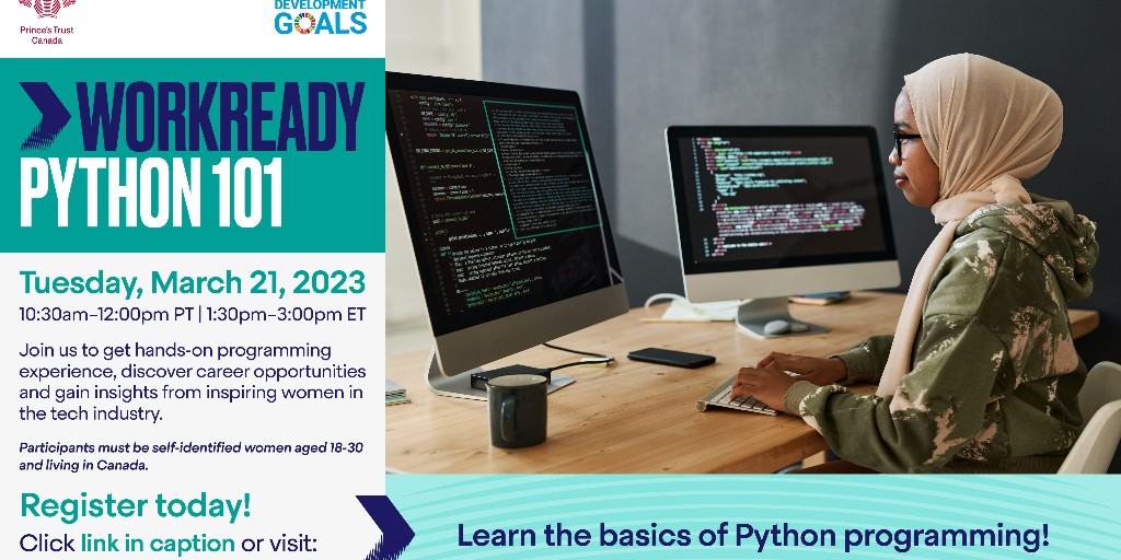 KingsTrustCA's tweet image. 🚪Unlock the door to a bright future in #Tech with #Python programming. 👩💻
📌This program is free, online, and open to all young women aged 18 to 30 living in Canada.
Sign up now 👉princestrust.ca/WorkReady-Pyth…
#Python10 #WomeninTech #DigitALL