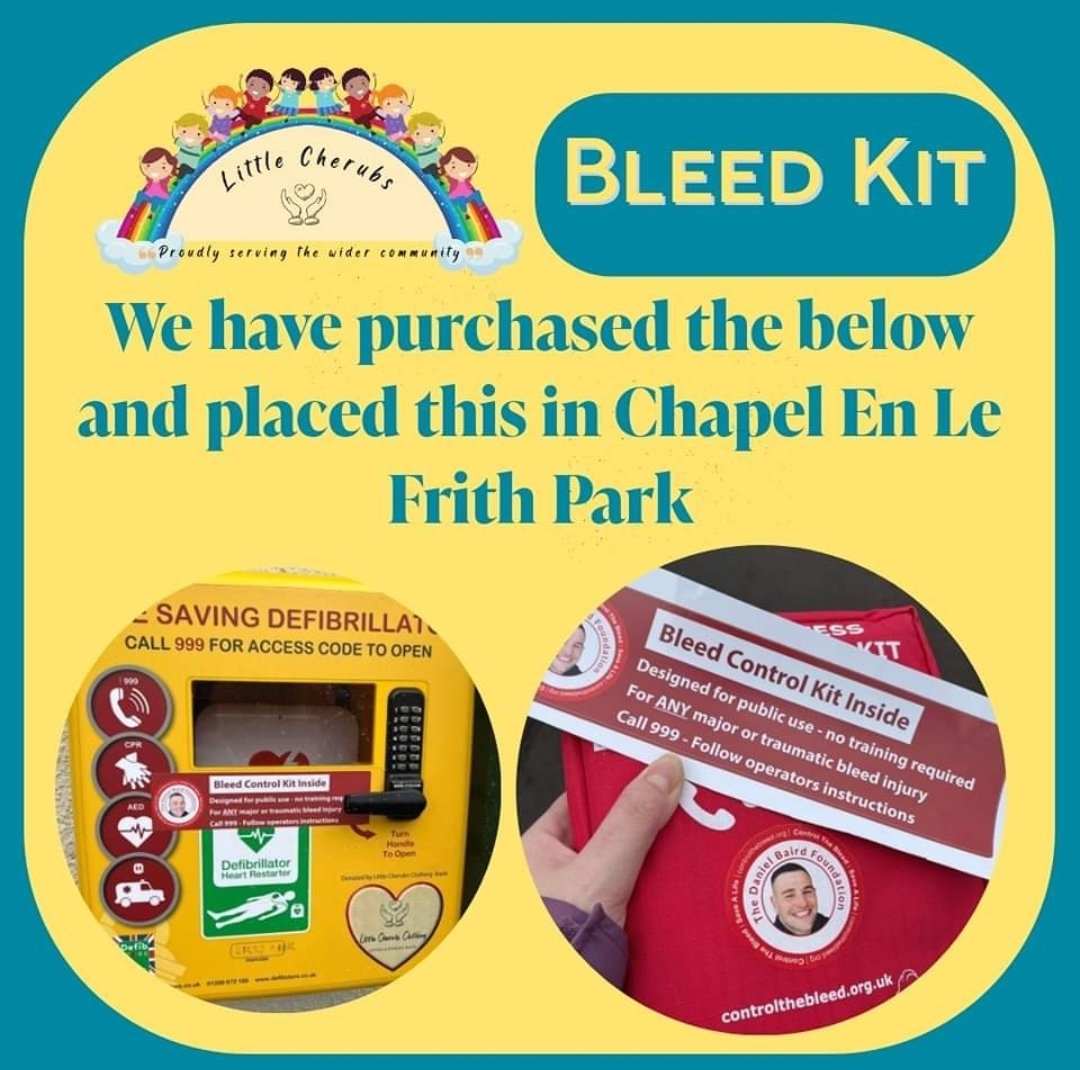 Founder Sally has placed a new bleed kit in Chapel Park, this was purchased by Little Cherubs Community in support of the Daniel Baird Foundation. Please read Daniels story on the link below.
#danielbaird #stopthebleed #controlthebleed @TheDanielBaird1
controlthebleed.org.uk