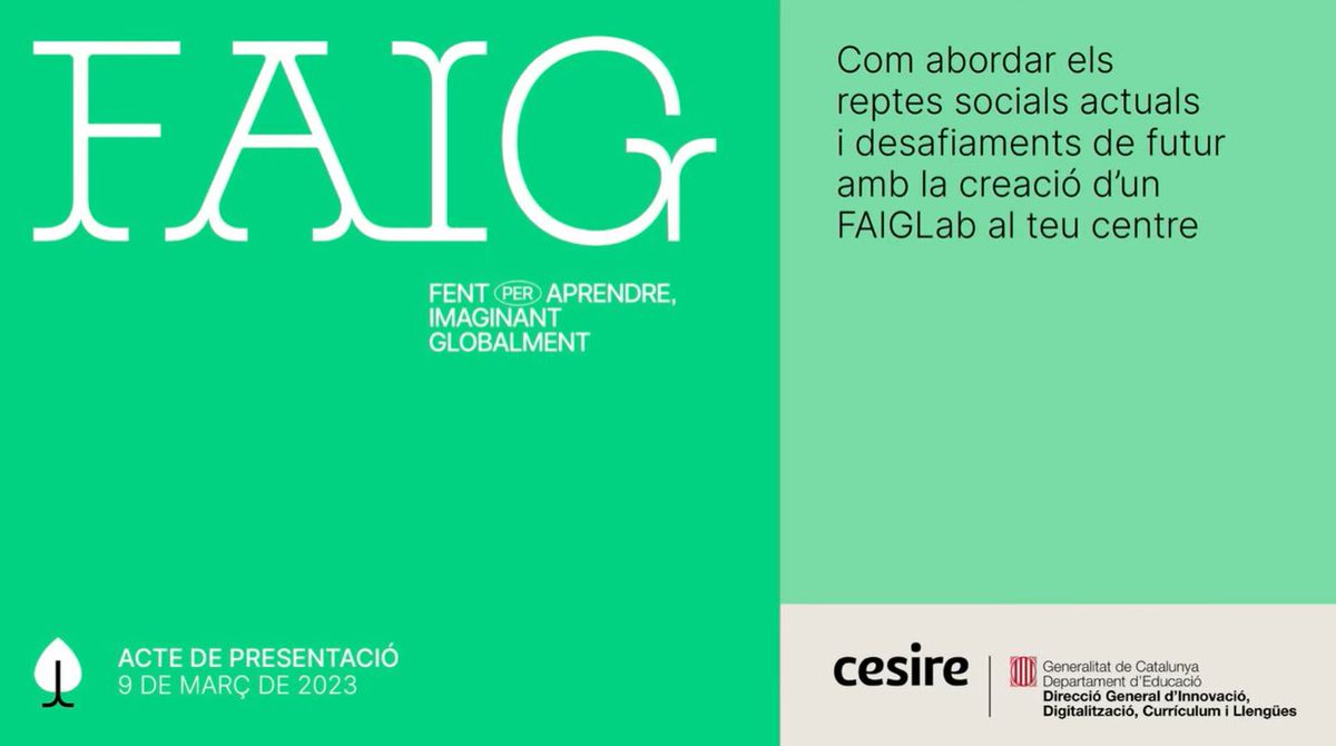 meacvalls's tweet image. Avui al @cesirecat a la presentació del projecte #FAIGLab. Si ho voleu seguir en directe youtube.com/watch?v=hLPBsY…
@CRP_AltCamp @EscolaLaCandela @EEnxaneta @EladiHoms @elsBaltis @Esc_EugeniDOrs @VedrunaValls @claretvalls @CdMValls