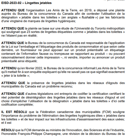SylvainOuellet's tweet photo. Petite victoire personnelle,  la FCM vient d'adopter à l'unanimité ma motion sur la problématique des lingettes jetables supposément "flushable" mais qui bloquent les égouts. Cette motion avait préalablement été adoptée par la @CMM_info. @ReseauFCM #polmtl #polcan @UMQuebec https://t.co/PH9Grn1zcZ