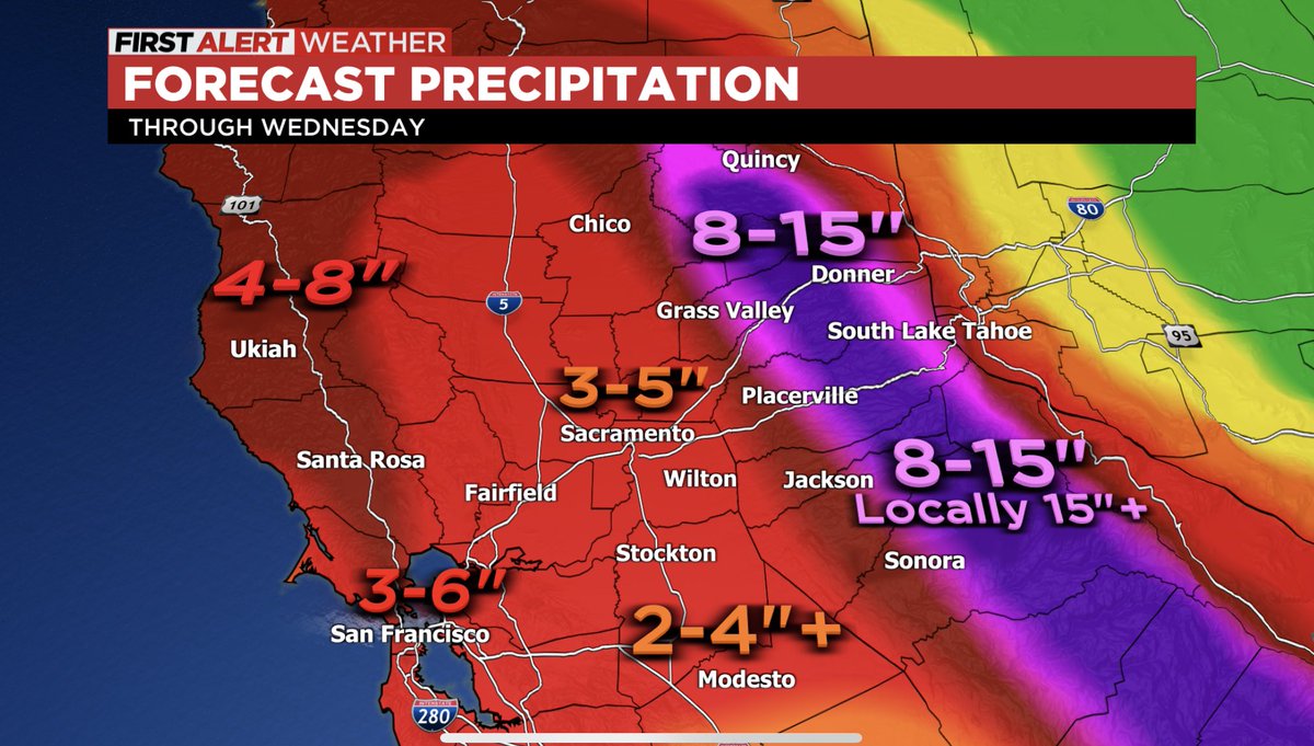 Two storms to bring significant amount of rain our way over the next week. Most of this comes today-tomorrow and again Mon-Tue. We may have to increase the totals in the higher elevations.
