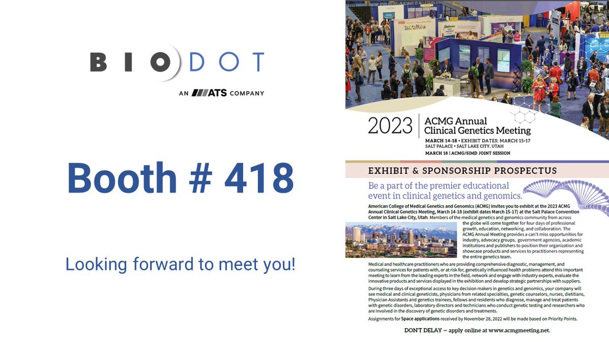 BioDotInc's tweet image. We are so excited to confirm that BioDot will be hosting at the ACMG 2033 trade show and we&apos;re having a raffle!

Don&apos;t miss out on the chance to win some amazing prizes. Stop by our booth #418 and learn about our latest innovations in lab automation. #BioDot #ACMG2023 #ATSLSGroup