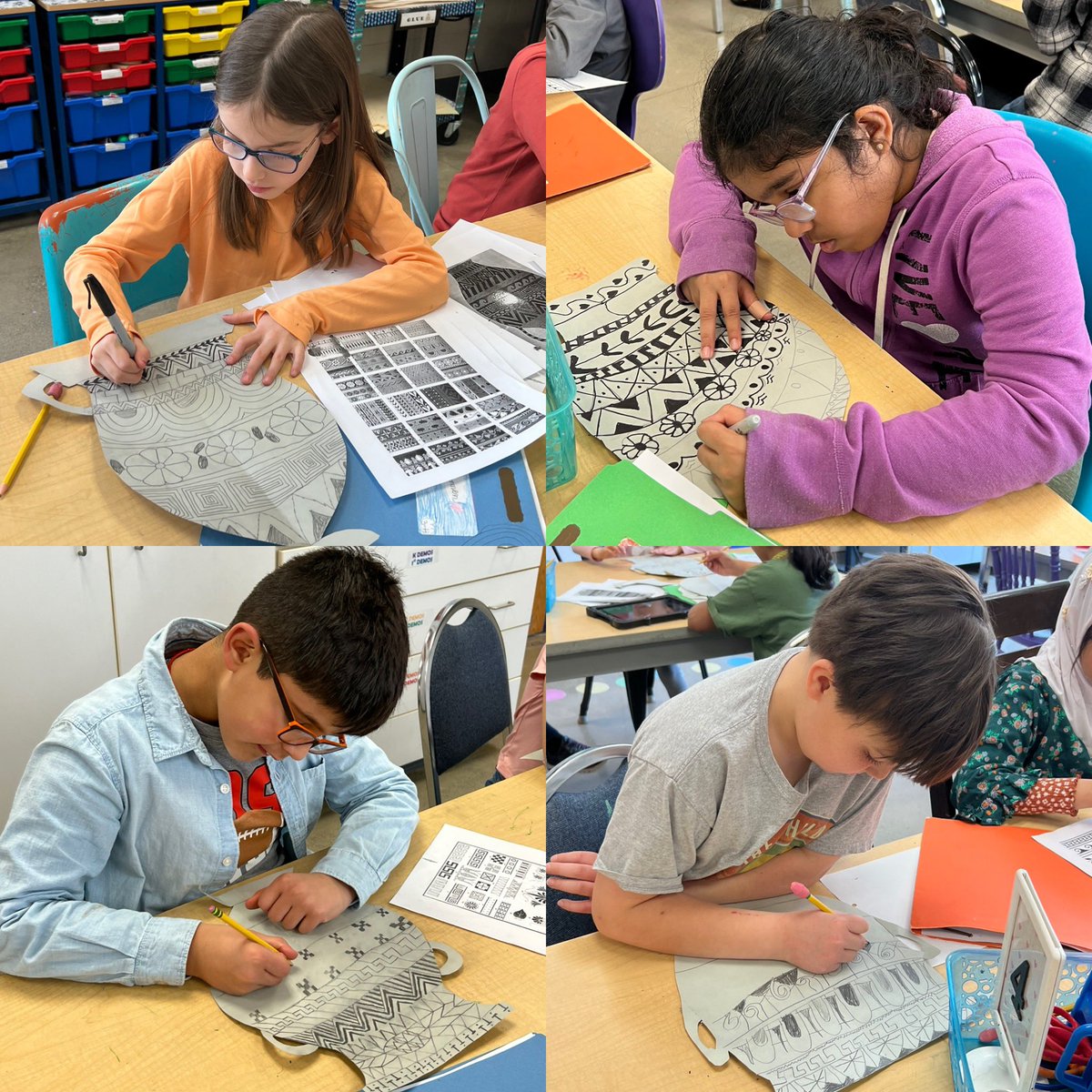 2nd and 3rd <a href="/WassWolves/">Wass Elementary</a> create their own Greek vases #tsdart #wassartists