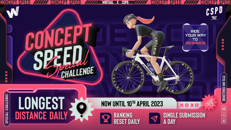 WIRTUALapp's tweet photo. 🔔New Challenge Alert - Concept Speed Cycling Challenge.
.
Grab your bike and ride your way to the rewards.  Compete the longest distance in single submission for a chance to win special prizes daily.

Join Now > https://t.co/K1H95do5x6 https://t.co/2w2Euj7Nju