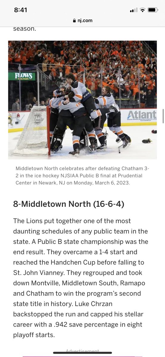Finished the year ranked as the #1 Public in the state after unbelievably coming in unranked in the top 20. We’ll say it again …. Midd North is a hockey school 🖤🧡👊🏆