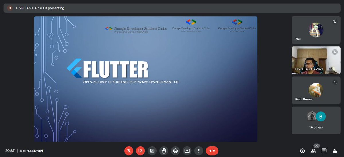 dscpgdav's tweet image. First Session of FLUTTER EXTENDED P.G.D.A.V COLLEGE Completed Successfully ✅️✨️✨️
.
.
.
#Google #googledevelopers #googledeveloperstudentclub #gdscpgdav #flutter #flutterdeveloper #session #Done