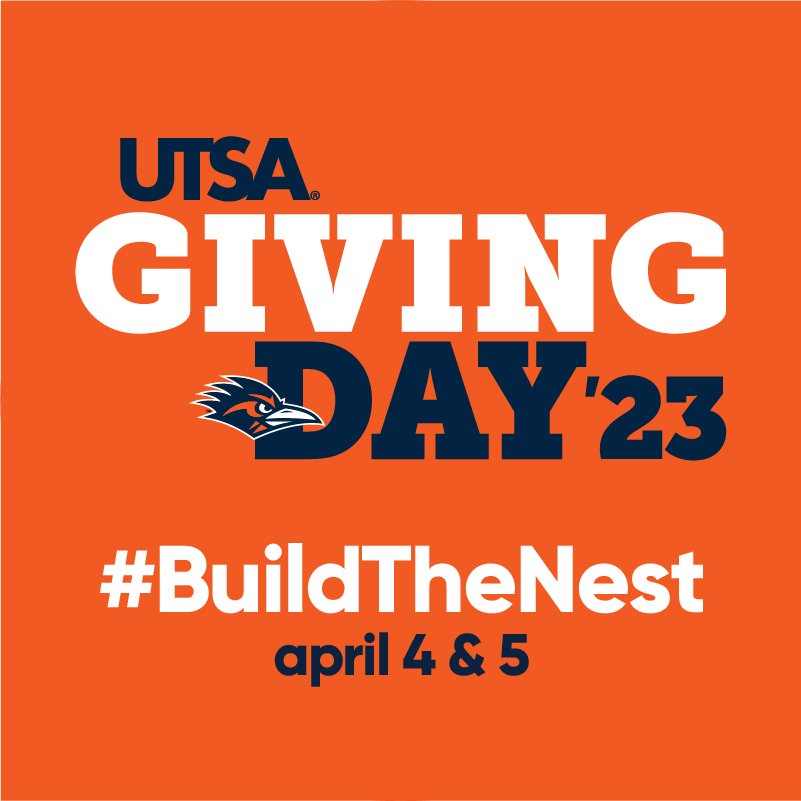 🔹️SAVE THE DATE🔹️
Join the movement to #buildthenest at #utsa during UTSA Giving Day 2023 in less than one month ✨️

💙 Your gift to Fostering Futures Program means that students who have a history of foster care will receive critical resources for student success! 🫶🙏