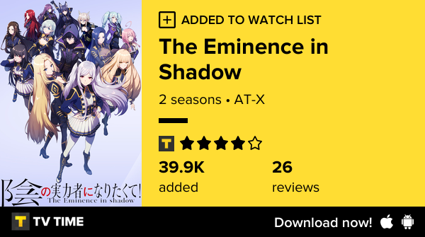Dunkaan_'s tweet photo. I've just started following The Eminence in Shadow https://t.co/jGzUSIU5nv #tvtime https://t.co/rFym3qxQUk