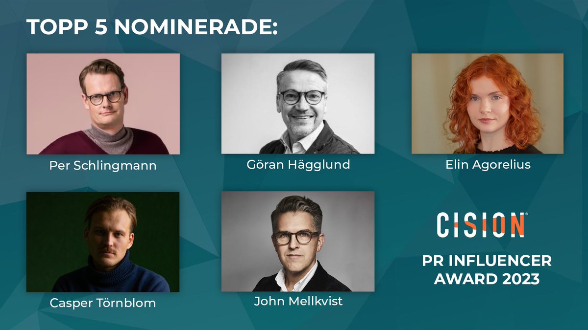 BOOM! 20 nominerade har nu blivit fem finalister med chans att vinna “Cision PR Influencer Award 2023”. Vinnaren presentera på Spinngalan 23 mars. cision.se/artiklar-och-t…