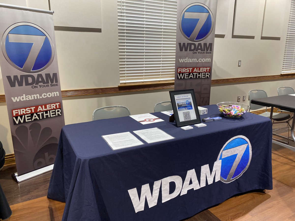 emforrester's tweet photo. I’m so excited to meet students @WmCareyU at todays’s on campus job fair. Folks interested in journalism jobs need to come chat with us @wdam booth at the King Student Center. #jobfair #tvjobs #journalism https://t.co/KZl8jSgztu