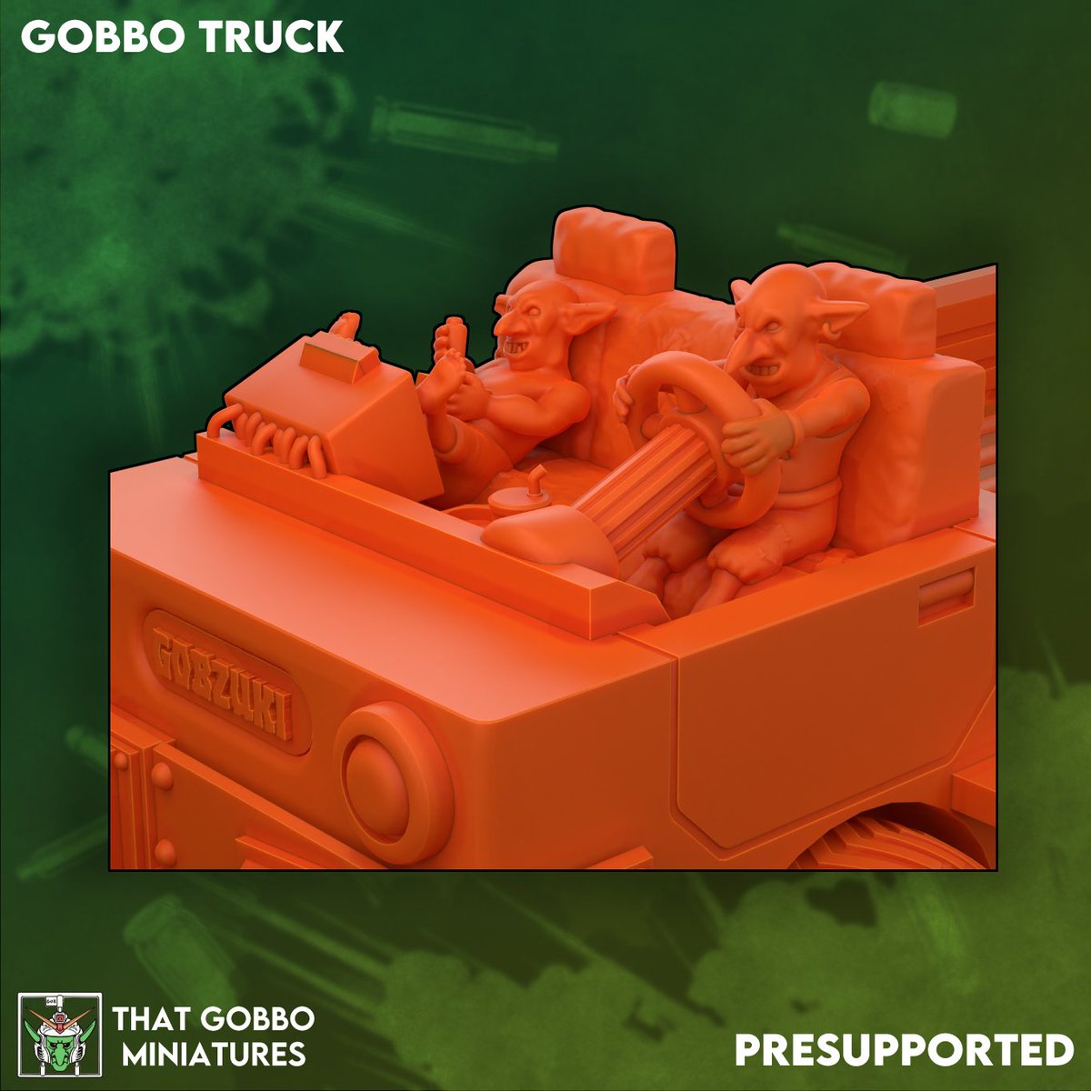 ThatGobbo's tweet image. A Grot Trukk based on the Japanese kei truck. First time doing full body sculpts! You can find the STLs on my Cults3D. Link in the bio.
#3dprinting #blender #warhammer