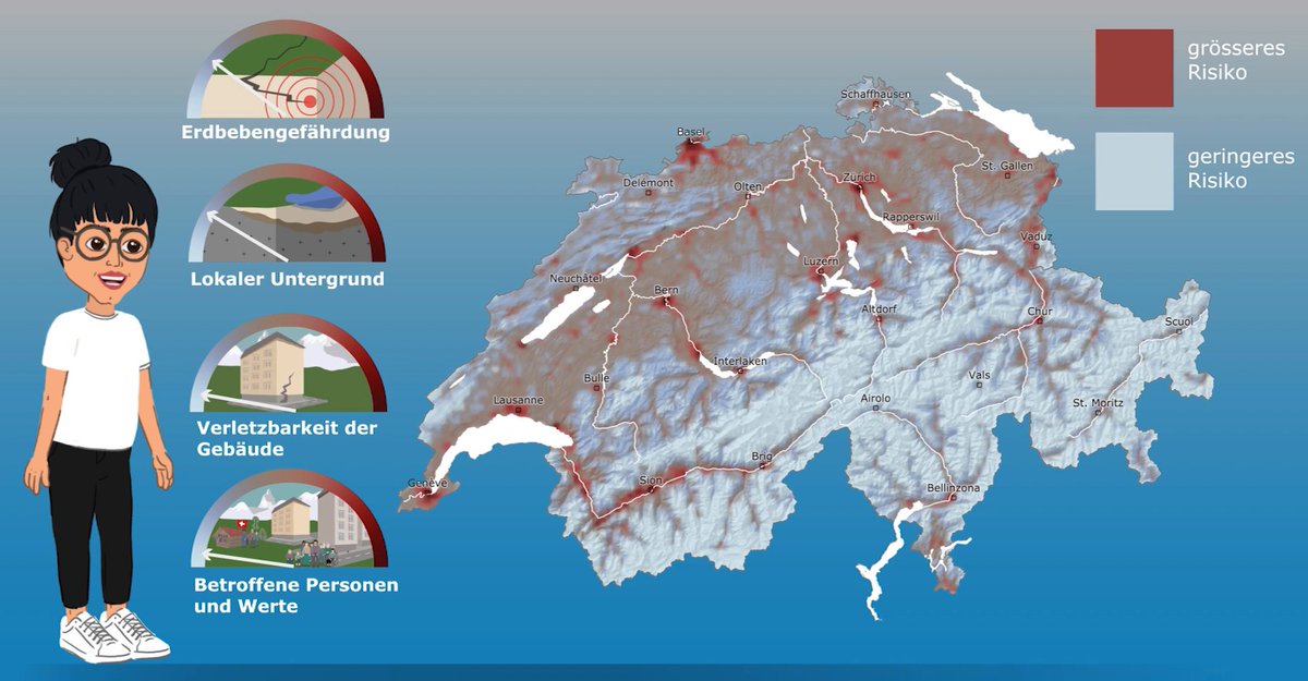 What is earthquake risk? You can find an explanatory video and much more information about the earthquake risk in Switzerland at seismo.ethz.ch/#news