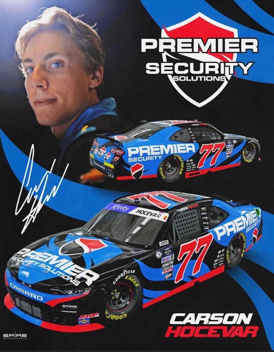 Premier Security (@thesecuritywin) on Twitter photo Premier Security is honored to support <a href="/CarsonHocevar/">Carson Hocevar</a> and <a href="/SpireMotorsport/">Spire Motorsports</a> in the <a href="/NASCAR_Xfinity/">NASCAR Xfinity</a> series! Premier Security is honored to support <a href="/CarsonHocevar/">Carson Hocevar</a> and <a href="/SpireMotorsport/">Spire Motorsports</a> in the <a href="/NASCAR_Xfinity/">NASCAR Xfinity</a> series!