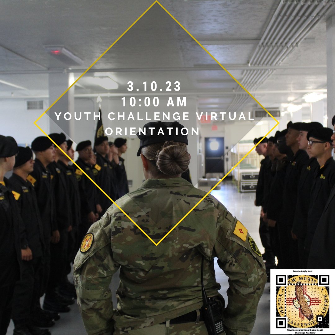 Discover the power of transformation! New Mexico Youth Challenge Academy provides life and leadership skills to youth in need, giving them a second chance at success. Join us for our next Virtual Orientation to find out how. 
March 10 @ 10 am buff.ly/3srsHco