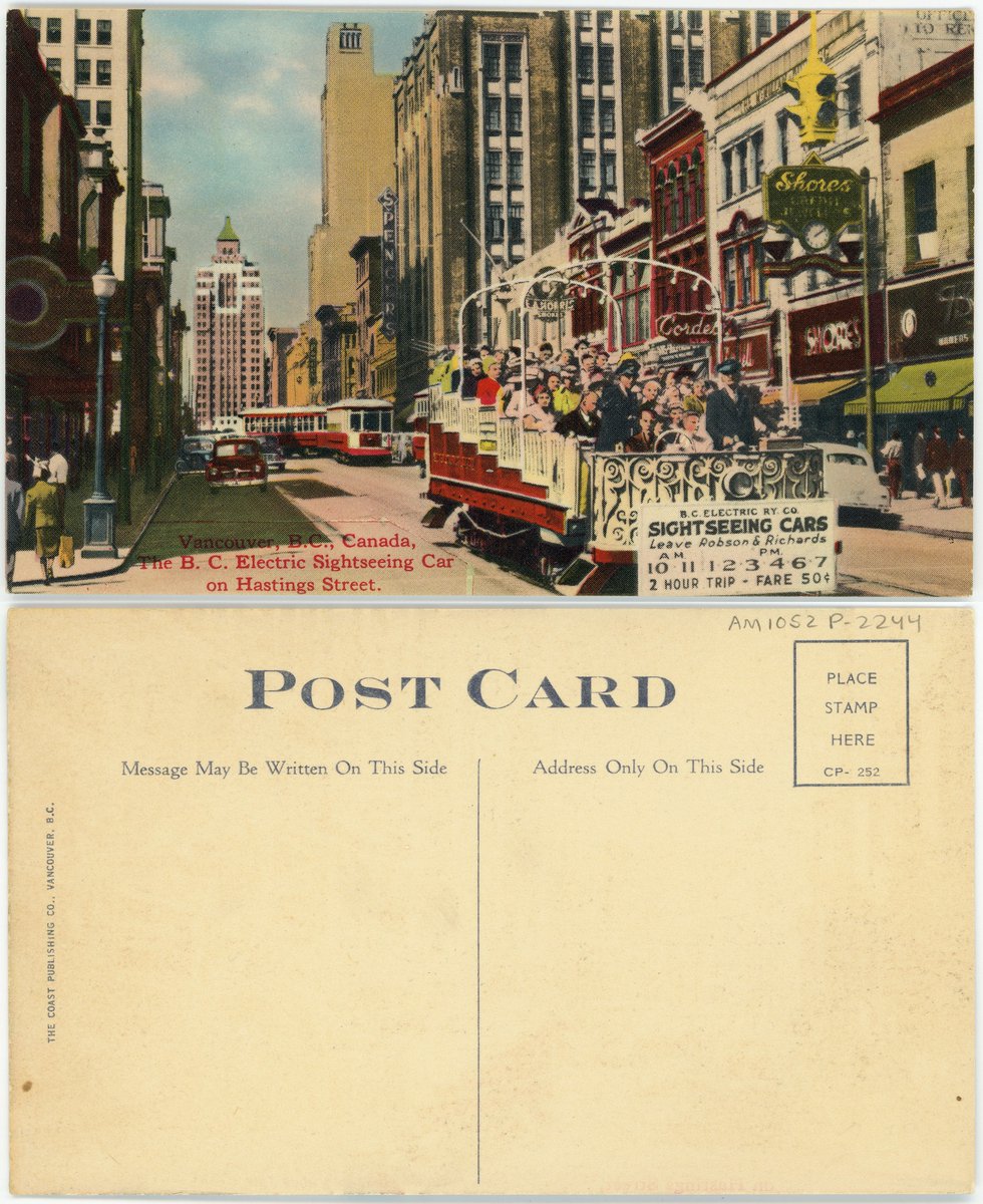 VanArchives's tweet photo. Sightseeing tour anyone? Postcard promoting the BC Electric Railway Sightseeing Cars.
https://t.co/HcGApELVGi
#PostcardsofVancouver #Postcards #BCER #BCElectricRailway #TouristinVancouver #VancouverTours https://t.co/BOG8RgHueV