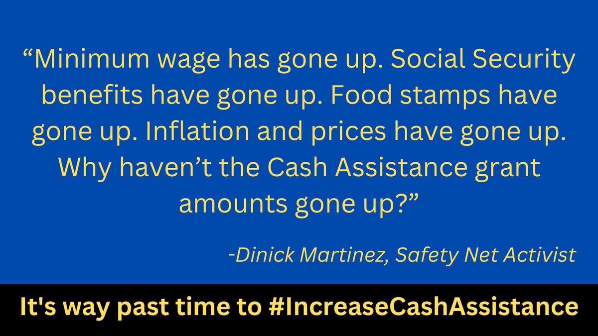 The current cash amounts are simply not enough to provide for someone’s basic needs says Safety Net Activists and cash assistance recipients – Dinick Martinez & Ethel Brown. Increasing cash assistance is homeless prevention #IncreaseCashAssistanceNow