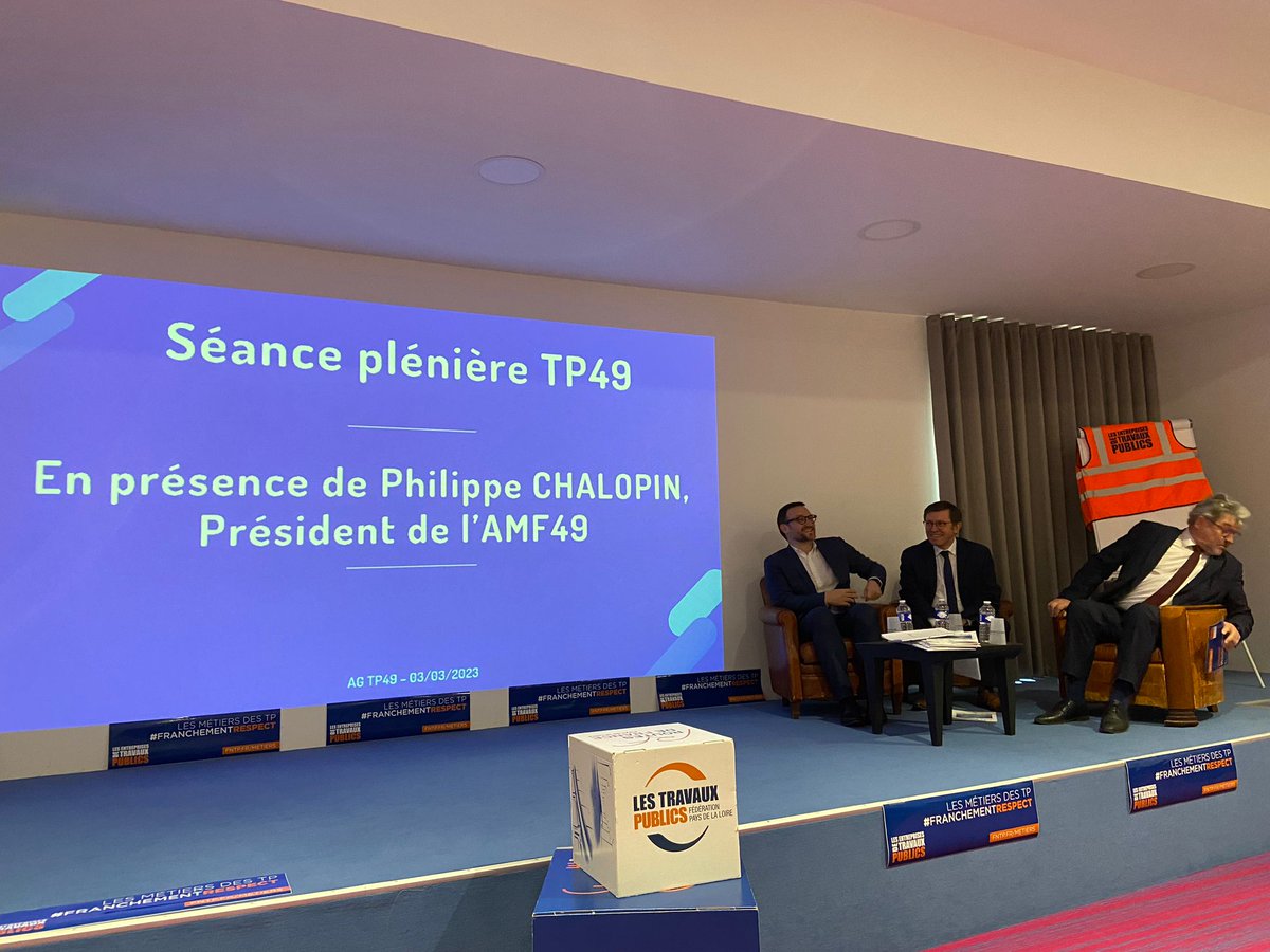 [TP49] Pr relever le défi climatique &amp; inscrire les infrastructures ds la transition écologique, c'est un travail collectif, élus &amp; TP, que nous devons mener. Merci à <a href="/Amf49Maires/">AMF49</a> à son Président <a href="/philippechalop1/">philippe chalopin</a> pr la vision des Collectivités. Ensemble, passons à l'action!