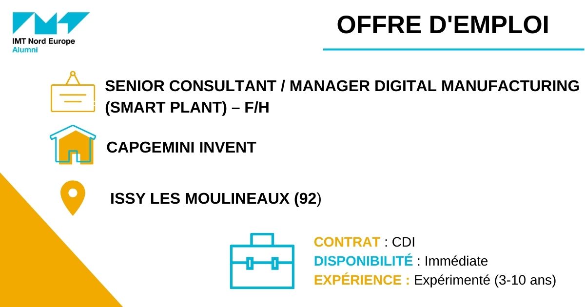 [ OFFRE D'EMPLOI ]

Le #ServiceCarrière te propose une offre en CDI chez CAPGEMINI INVENT !

👉ow.ly/6aRN50N98Ou

Retrouve les offres d'#emploi proposées par les Alumni ou nos partenaires sur le site web de l'association !