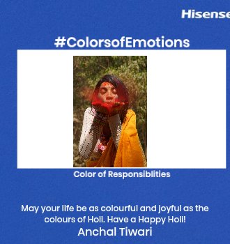anchaltiwariy's tweet photo. @Hisense_IND May your life be as colourful and joyful as the colours of Holi. Have a Happy Holi!
#ColorsofEmotions @Hisense_IND https://t.co/fqQ0mnTQyt